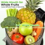 juicer machines with 5.8" Large Feed Chute, Slow masticating cold press juicer for Whole Fruits & Vegetables, easy to clean Design, High Juice Yield Home juicer for Daily Wellness - Image 3