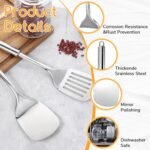 2Pcs Metal Spatulas for Kitchen Use Stainless Steel Spatulas Set Cooking Spatula with Solid Slotted Turner, Kitchen Utensils Dishwasher Safe, Silver - Image 3