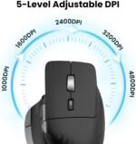 Wireless Bluetooth Mouse, Ergonomic Rechargeable Silent Mouse with Multi-Device, Adjustable DPI, Flying Scroll & Thumb Wheel, Bluetooth Mice for Laptop, Computer, Tablet, Smartphone (Black) - Image 4