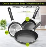 Utopia Kitchen Nonstick Cookware 3 Piece Omelette Pan Skillet Set, Nonstick Frying Pans with Induction Bottom, 8, 9.5 & 11 Inches Frying Pans with Bakelite Handles, PFOA Free, Grey - Image 3