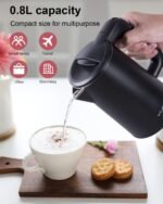 0.8L Electric Kettle Stainless Steel, 800 Watts Small Electric Kettle 27 Ounce Fast Boil Auto Shut-off, Portable Water Boiler for Small Kitchen, Business Trip and More - Image 3