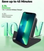Wireless Charger YUWISS Wireless Charging Stand Cordless Charger 10/7.5/5W Compatible with iPhone 14 13 12/12 /11Pro Max/XR/XS Max/XS/X/8/8Plus Galaxy S22/S21/S9/S9+/S8/S8+ Note - Image 3