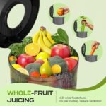 Juicer Machines, Cold Press Juicer Professional for Maximum Nutrients & High Yield, Ultra-Quiet Motor Efficient with Leafy Greens to Hard Vegetables, Easy to Clean Design, Black - Image 3