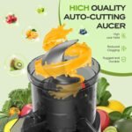 Juicer Machines, Cold Press Juicer Professional for Maximum Nutrients & High Yield, Ultra-Quiet Motor Efficient with Leafy Greens to Hard Vegetables, Easy to Clean Design, Black - Image 4