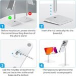 OMOTON Cell Phone Stand, Adjustable Angle Height Desk Phone Dock Holder for iPhone Air 17 Pro Max/Plus/XS/XR, Samsung Galaxy S20 / S10 / S9 / S8 and Other Phones (3.5-7.0-Inch),Silver - Image 4