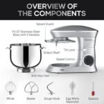 9.5 Qt Stand Mixer, 10-Speed Tilt-Head Food Mixer, Vezzio 660W Kitchen Electric Mixer with Stainless Steel Bowl, Dishwasher-Safe Attachments for Most Home Cooks(Silver) - Image 4