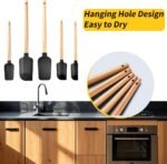2016 New Year Healthy Cooking, 5 Pieces Silicone Scraper Set - Non-Stick Kitchen Scraper Tools, Heat Resistant up to 600°F, Food Grade Baking Utensils, for Cooking, Stirring, Piping - Black - Image 4