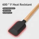 2016 New Year Healthy Cooking, 5 Pieces Silicone Scraper Set - Non-Stick Kitchen Scraper Tools, Heat Resistant up to 600°F, Food Grade Baking Utensils, for Cooking, Stirring, Piping - Black - Image 6