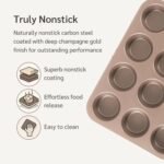 HAPPIELS Non Toxic Nonstick 12 Cup Muffin Pan | PFOA BPA free Nontoxic Cupcake Tin | Best Non Stick Muffin Pans | Muffin tins | Cupcakes Tray | Carbon Steel Bakeware Mold Trays - Image 3