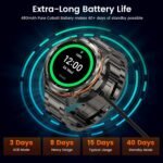 KOSPET Tank T3 Ultra GPS Smart Watch for Men-Pressure/Altitude/Compass, Extra-Large Battery, Stainless Steel Unibody Rugged Military Smartwatch Make/Answer Call, 5ATM Waterproof (2 Bands) - Image 6