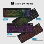 AOC KB600 Wireless Keyboard with 7-Color RGB Backlit, 2.4GHz Full-Size Computer Keyboard with Phone Tablet Holder, Number Pad, 22 Multimedia Hotkeys, Rechargeable for Mac, Windows - Image 3