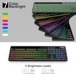 AOC KB600 Wireless Keyboard with 7-Color RGB Backlit, 2.4GHz Full-Size Computer Keyboard with Phone Tablet Holder, Number Pad, 22 Multimedia Hotkeys, Rechargeable for Mac, Windows - Image 4
