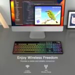 AOC KB600 Wireless Keyboard with 7-Color RGB Backlit, 2.4GHz Full-Size Computer Keyboard with Phone Tablet Holder, Number Pad, 22 Multimedia Hotkeys, Rechargeable for Mac, Windows - Image 5