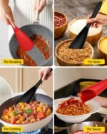 Pack of 2 Cooking Spoons for Non Stick Cookware, Multifunction Spatula Spoon BPA-Free, One-Piece Design, Suitable for Scooping, Scraping, Serving and Mixing(BLACK-RED) - Image 4