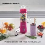 Hamilton Beach Portable Blender for Shakes and Smoothies, 14 Oz BPA Free Travel Cup & Lid, Durable Stainless Steel Blades, Personal Smoothie Blender, Raspberry, 51131G - Image 5