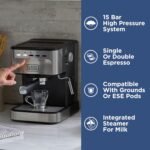 Black+Decker Semi-Automatic 15 Bar Espresso and Cappuccino Maker, Versatile Machine with Ability to use Grounds or ESE Pods to Make Your Perfect Cup of Coffee - Image 3