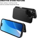 ONETOP Compatible with iPhone 16 Wallet Case with Card Holder, PU Leather Kickstand Card Slots Case, Double Magnetic Clasp and Durable Shockproof Cover 6.1 Inch (Black) - Image 4