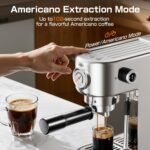 Espresso Machine Upgrade, 20 Bar Compact Espresso Coffee Machine with Milk Frother, Stainless Steel Coffee Maker with 44oz Removable Water Tank & Fast Heat System for Cappuccino, Latte - Image 5