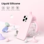 ORNARTO Compatible with iPhone 15 Pro Max Case 6.7", Slim Liquid Silicone 3 Layers Soft Gel Rubber Shockproof Protective Phone Case with Anti-Scratch Microfiber Lining-Chalk Pink - Image 4