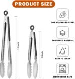 TACGEA Stainless Steel Kitchen Tongs, Silicone Non-slip Grip, Locking Grilling Food Tongs Set of 2, 9-inch & 12-inch - Image 3