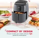 Dash Digital Tasti-Crisp™ Air Fryer - Compact Electric Digital Fryer With Auto Shut-Off Feature - Ideal for Small Spaces - AirCrisp® Technology - 2.6 Quarts - Cool Grey - Image 3
