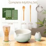Matcha Whisk Set, Ceramic Matcha Set Includes Bowl & Holder, Bamboo Whisk (Chasen), Scoop, Spoon and Sifter, 6PCS Matcha Kit Covers Everything Needed for Making Matcha (Green) - Image 3