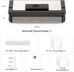 95kPa Vacuum Sealer Machine, Fully Automatic Food Sealer, Touch Display, 10-in-1 Functions & Powerful Sealing System with Double Heat Seal, Easy-Lock Handle, Built-in Cutter(Black Silver) - Image 5