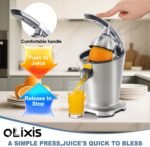OLIXIS Electric Citrus Juicer, Automatic Orange Juicer Machine & Lemon Squeezer with One-Touch Operation, High Juice Yield and Easy to Clean Juice Maker for Home & Kitchen Use, Silver - Image 3