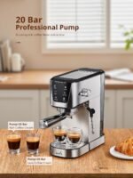 UDI Espresso Machines with LED Touch screen, 20 Bar Espresso Coffee machine for Lattes, Cappuccinos, Americano, Compact Cappuccino Latte Machine for Home, Silver - Image 3
