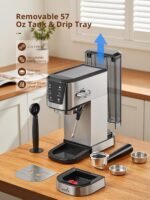UDI Espresso Machines with LED Touch screen, 20 Bar Espresso Coffee machine for Lattes, Cappuccinos, Americano, Compact Cappuccino Latte Machine for Home, Silver - Image 4