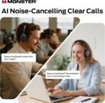 Monster VoiceLink 200 Wireless Headset with Mic for Work, Bluetooth V5.4 Headphones with AI Noise Cancelling Mic & USB Dongle, 60H Playtime & Mic Mute for Computer/Laptop/PC/iPhone/Android - Image 3