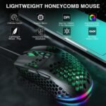 SOLAKAKA SM900 Gaming Mouse Wired with RGB,Honeycomb Shell,12800 DPI Wired Gaming Mouse with Buttons,Computer Mouse for Laptop/PC,Black - Image 3