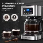 Taylor Swoden 12-Cup Programmable Coffee Maker, Regular & Strong Brew Drip Coffee Machine for Home and Office, Glass Carafe, Pause & Serve, Auto Shut Off, Black & Stainless Steel - Image 4