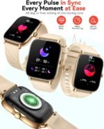 Fitness Tracker Smart Watches for Men Women with Step Counter, Sleep Calorie Monitor, Pedometer, IP68 Waterproof, Smartwatch with 120+ Sports for iPhone Android (Gold, 1.91) - Image 3