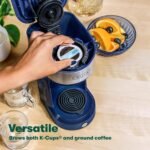 BELLA Dual Brew Single Serve Coffee Maker, Brews both Kcup and Ground Coffee, Large 14oz Capacity, Easy One Touch, Auto Shutoff, Navy - Image 4