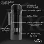 VINCI Express 2 Electric Cold Brew Coffee Maker: 37 oz., Fast, Customizable, Low-Acid Brews with Patented Circle Flow Technology, 3 Brew Settings, Self-Cleaning Function (Plastic Carafe) - Image 3