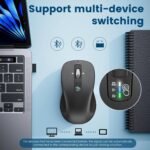 Wireless Bluetooth Mouse (USB + BT1 + BT2), Full Size Mouse, 4-Way Scrolling, Multi-Device Silent for Computer, Laptop, iPad, MacBook (Grey) - Image 4