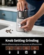 SHARDOR Electric Blade Coffee Grinder, Timed Grind Control Rotary Knob, All-stainless steel shell,Adjustable,for Coffee Beans, Spices & Herbs, with 1 Removable Stainless Steel Bowl,Sliver - Image 3