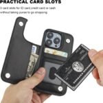 ONETOP Compatible with iPhone 15 Pro Wallet Case with Card Holder, PU Leather Kickstand Card Slots Case, Double Magnetic Clasp and Durable Shockproof Cover 6.1 Inch (Black) - Image 4