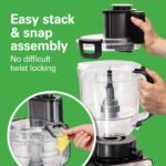 Hamilton Beach Stack & Snap Food Processor and Vegetable Chopper, Stainless Steel Blades, 14 Cup + 4-Cup Mini Bowls, 3-Speed 500 Watt Motor, Black (70585) - Image 4