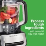 Hamilton Beach Stack & Snap Food Processor and Vegetable Chopper, Stainless Steel Blades, 14 Cup + 4-Cup Mini Bowls, 3-Speed 500 Watt Motor, Black (70585) - Image 5