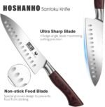 HOSHANHO Santoku Knife 7 Inch, Professional High Carbon Stainless Steel Kitchen Knife, Super Sharp Cooking Knife with Ergonomic Wood Handle - Image 4