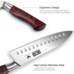 HOSHANHO Santoku Knife 7 Inch, Professional High Carbon Stainless Steel Kitchen Knife, Super Sharp Cooking Knife with Ergonomic Wood Handle - Image 5