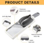 Multi Handheld Mandoline Slicer with Adjustable Stainless Steel Blade - Vegetable Grater Cucumber Slicer - Cheese Grater - Image 4