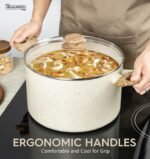 MICHELANGELO 8 Quart Stock Pot with Lid, Nonstick Cooking Pots, 8 Qt Soup Pot with Lid, Induction Pots for Cooking, Stockpot with Healthy Coating, White - Image 3