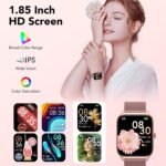 Smart Watches for Women Android & iPhone (2 Bands), 1.85" HD Smartwatch with Calls/Messages/Notifications, Heart Rate/SpO2/Sleep Monitor,120+ Sports Modes Waterproof Fitness Tracker Watch, Pink - Image 3