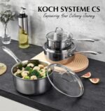 KOCH SYSTEME CS Triply Stainless Steel Saucepan Set, 1QT & 2QT & 3QT Stainless Steel Pot Set with lid, Diswasher & Oven Safe, Induction Compatible Pot, 6PCS - Image 6