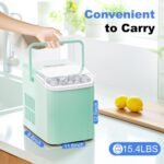 NEWBULIG Ice Makers Countertop with Handle, Portable Ice Machine, 9 Bullet Ice Cubes in 6 Mins, 26lbs in 24Hrs, Auto-Cleaning, with Basket and Scoop, for Home, Kitchen, RV, Camping, Green - Image 5