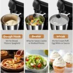 Stand Mixer with 3QT+3.5QT Dual Bowls, 10-Speed Electric 300W Food Mixer - Includes Egg Whisk, Dough Hook & Flat Beater for Home Baking & Daily Cooking (Black) - Image 5