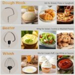 Stand Mixer with 3QT+3.5QT Dual Bowls, 10-Speed Electric 300W Food Mixer - Includes Egg Whisk, Dough Hook & Flat Beater for Home Baking & Daily Cooking (Black) - Image 6